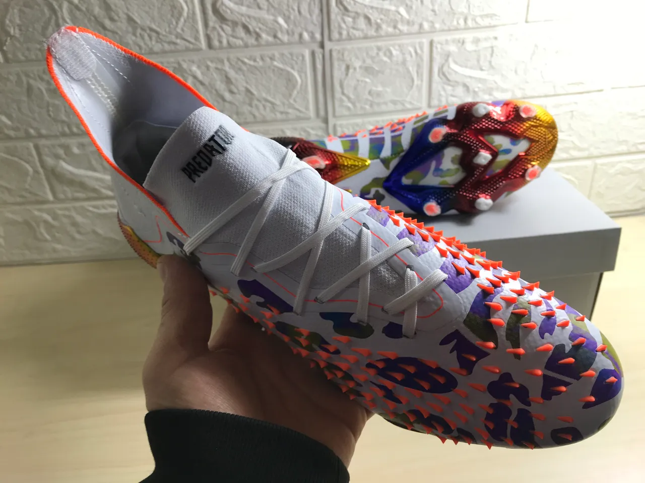 Adidas Multicolor High-Cut Sock-Fit Collar Camouflage Upper Firm-Ground Soccer Shoes 5