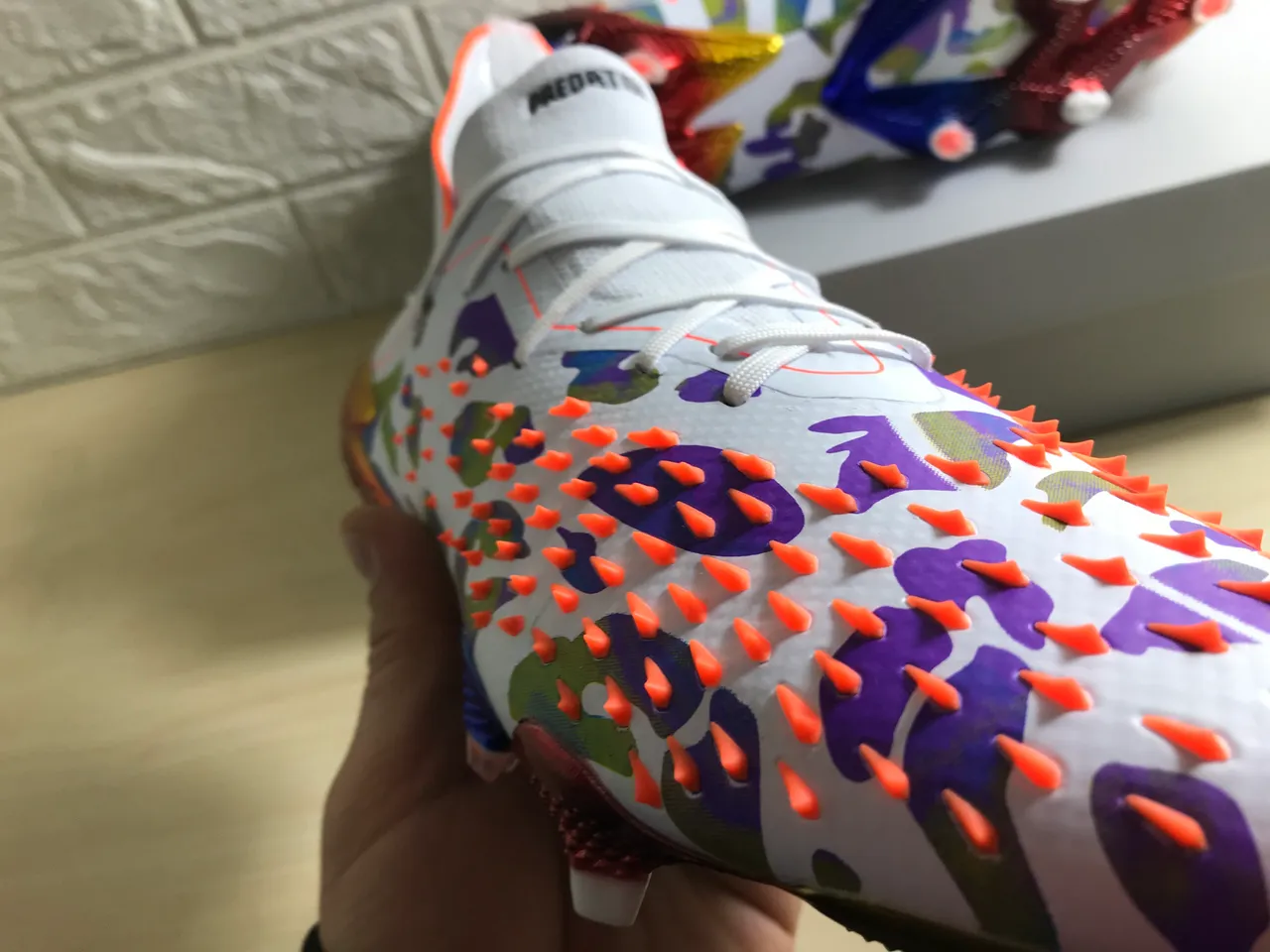 Adidas Multicolor High-Cut Sock-Fit Collar Camouflage Upper Firm-Ground Soccer Shoes 10