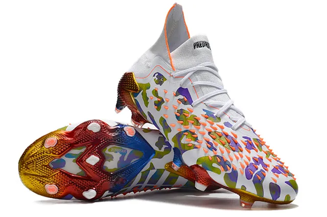 Adidas Multicolor High-Cut Sock-Fit Collar Camouflage Upper Firm-Ground Soccer Shoes 14