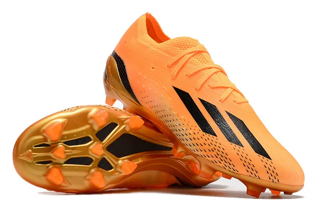Adidas Orange Doré Haut en Tricot Ingénierie Semelle Translucide Sol Firme Chaussures de Football 4