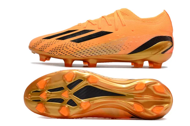 Adidas Orange Doré Haut en Tricot Ingénierie Semelle Translucide Sol Firme Chaussures de Football 6