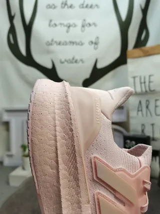 Adidas Pink Beige Knit Upper Sculpted Ridged Midsole Lifestyle Sneakers 3