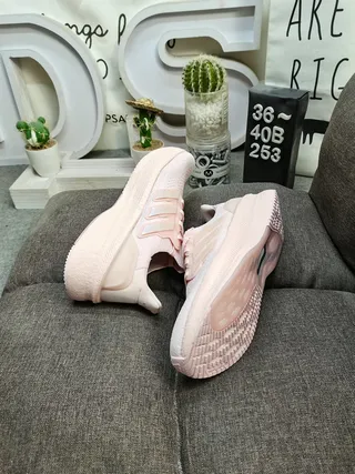 Adidas Pink Beige Knit Upper Sculpted Ridged Midsole Lifestyle Sneakers 6