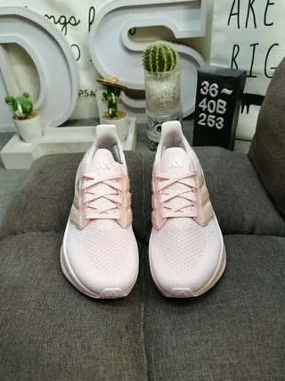 Adidas Pink Beige Knit Upper Sculpted Ridged Midsole Lifestyle Sneakers 10