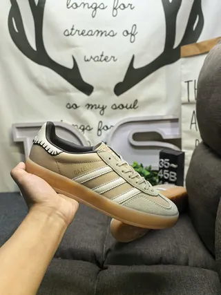 Adidas Pink Beige Suede Upper Three-Stripe Side Panel Lifestyle Sneakers 5