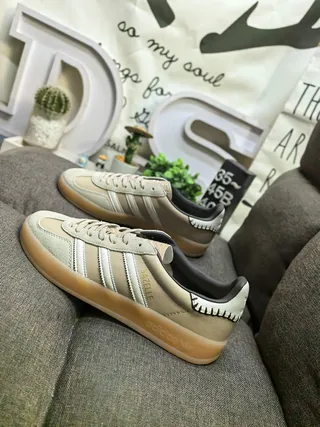 Adidas Pink Beige Suede Upper Three-Stripe Side Panel Lifestyle Sneakers 7