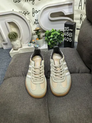 Adidas Pink Beige Suede Upper Three-Stripe Side Panel Lifestyle Sneakers 10