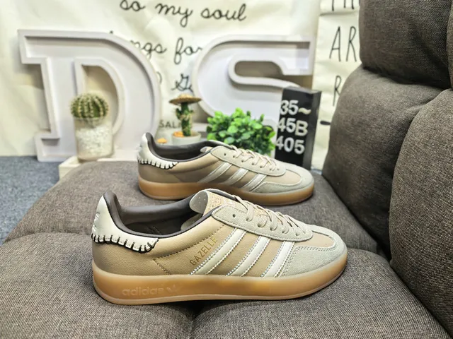 Adidas Pink Beige Suede Upper Three-Stripe Side Panel Lifestyle Sneakers 11