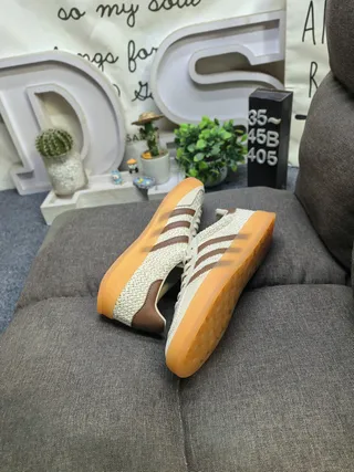Adidas Pink Beige Suede Upper Three-Stripe Side Panel Lifestyle Sneakers 16