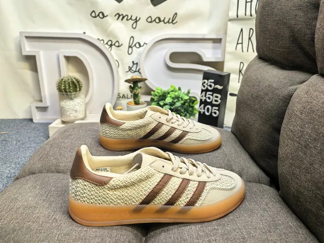 Adidas Pink Beige Suede Upper Three-Stripe Side Panel Lifestyle Sneakers 21