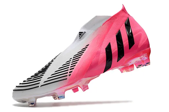 Adidas Rosa Preto Cadarços Assimétricos Transparente Iridescente Jaula do Calcanhar Campo Firme Sapatos de Futebol 4