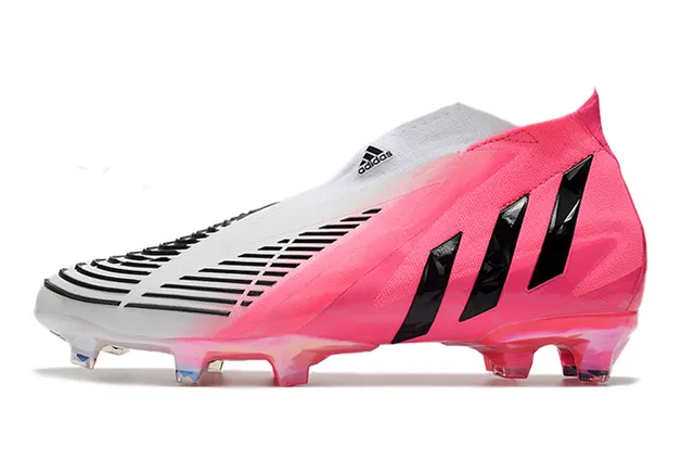 Adidas Rosa Preto Cadarços Assimétricos Transparente Iridescente Jaula do Calcanhar Campo Firme Sapatos de Futebol 5