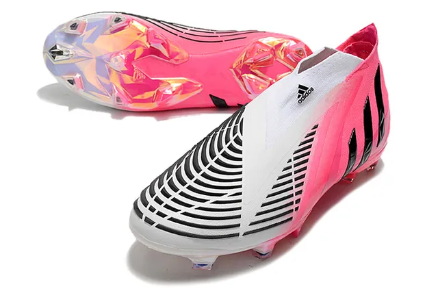 Adidas Rosa Preto Cadarços Assimétricos Transparente Iridescente Jaula do Calcanhar Campo Firme Sapatos de Futebol 6