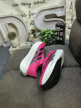 Adidas Pink Black Low-Top Racing Silhouette Three-Stripe Side Panel Running Shoes 6