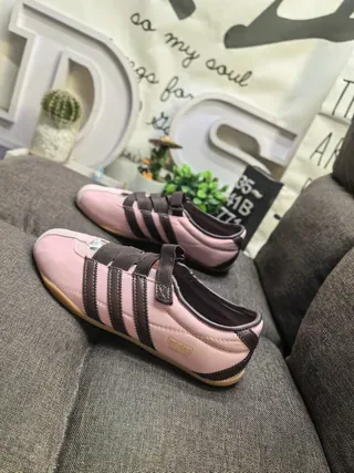 Adidas Pink Brown Laceless Velcro Strap Lifestyle Sneakers 7