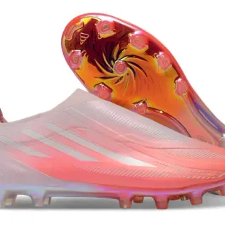 Adidas Pink Orange Sock-Fit Collar Iridescent Gradient Upper Firm-Ground Soccer Shoes