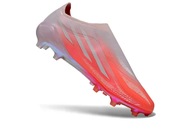 Adidas Sapatos de futebol rosa e laranja colar de meia empeine degradê iridiscente ponta para terreno firme 2