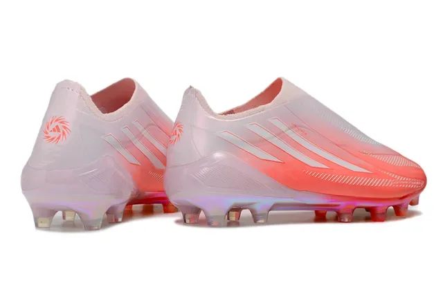 Adidas Sapatos de futebol rosa e laranja colar de meia empeine degradê iridiscente ponta para terreno firme 5