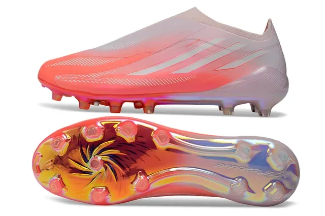 Adidas Sapatos de futebol rosa e laranja colar de meia empeine degradê iridiscente ponta para terreno firme 6