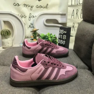 Adidas Pink Purple Suede Upper Three-Stripe Side Panel Lifestyle Sneakers