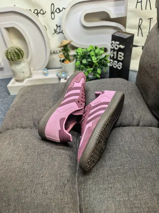 Adidas Pink Purple Suede Upper Three-Stripe Side Panel Lifestyle Sneakers 6