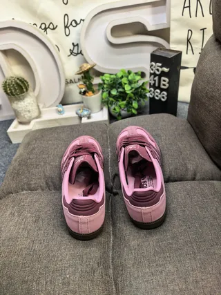 Adidas Pink Purple Suede Upper Three-Stripe Side Panel Lifestyle Sneakers 8