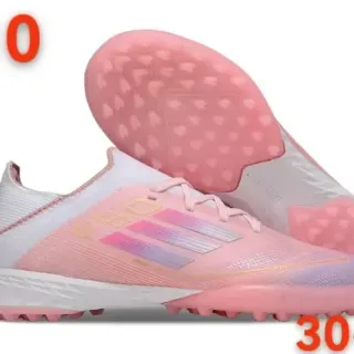Adidas Pink White Iridescent Synthetic Upper Mesh Collar Turf Soccer Shoes