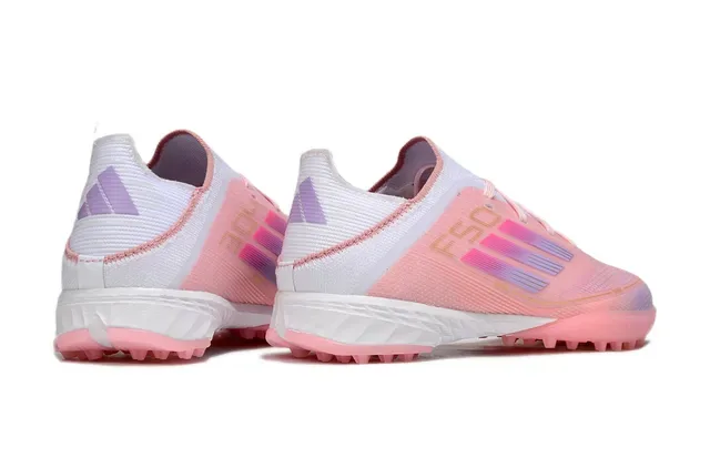 Adidas Chaussures de football turf rose blanc iridiscent synthétiques avec col en maille 3
