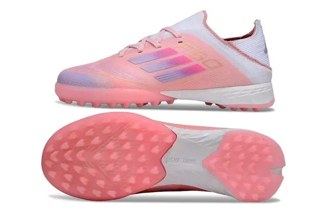 Adidas Chaussures de football turf rose blanc iridiscent synthétiques avec col en maille 4