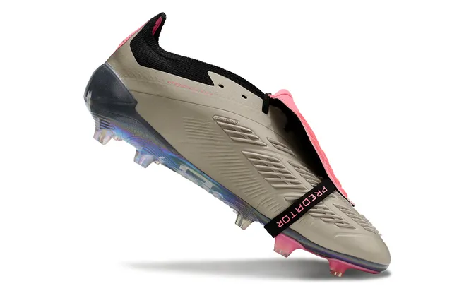 Adidas Predator Beige Pink Asymmetrical Lacing Iridescent Holographic Heel Counter Firm-Ground Soccer Shoes 2
