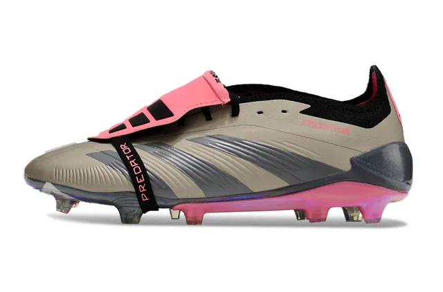 Adidas Predator Beige Pink Asymmetrical Lacing Iridescent Holographic Heel Counter Firm-Ground Soccer Shoes 3