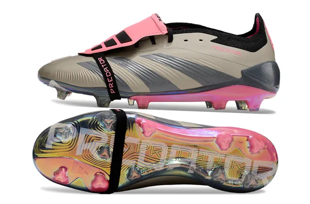 Adidas Predator Beige Pink Asymmetrical Lacing Iridescent Holographic Heel Counter Firm-Ground Soccer Shoes 4