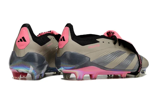Adidas Predator Beige Pink Asymmetrical Lacing Iridescent Holographic Heel Counter Firm-Ground Soccer Shoes 5