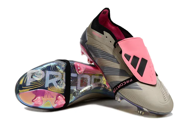Adidas Predator Beige Pink Asymmetrical Lacing Iridescent Holographic Heel Counter Firm-Ground Soccer Shoes 6