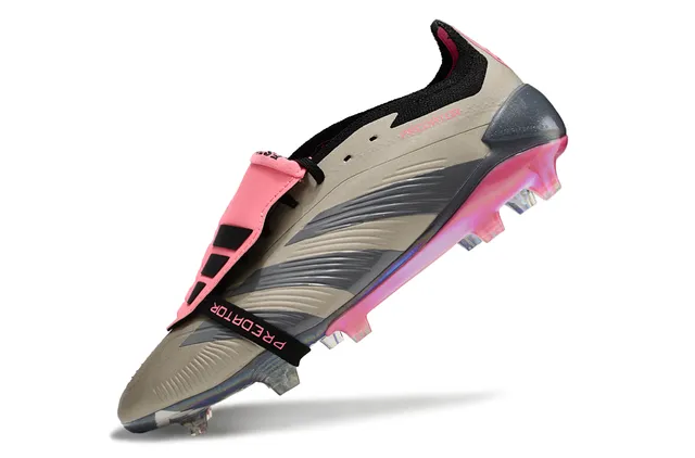 Adidas Predator Beige Pink Asymmetrical Lacing Iridescent Holographic Heel Counter Firm-Ground Soccer Shoes 7