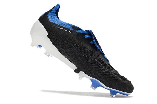 Adidas Predator Black Blue Textured Synthetic Upper Midfoot Strap Closure Firm-Ground Soccer Shoes 2