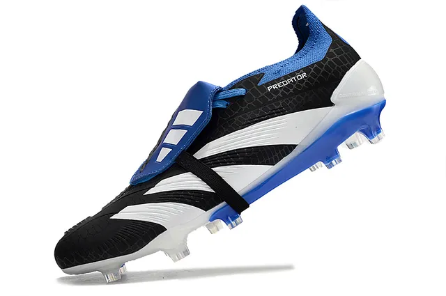 Adidas Predator Black Blue Textured Synthetic Upper Midfoot Strap Closure Firm-Ground Soccer Shoes 3