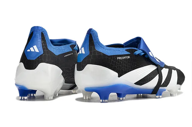 Adidas Predator Black Blue Textured Synthetic Upper Midfoot Strap Closure Firm-Ground Soccer Shoes 5