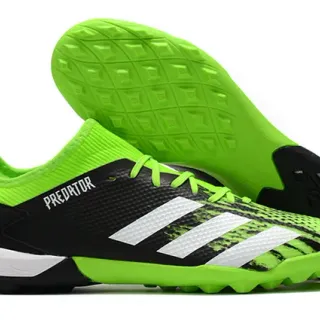Adidas Predator Negro Verde Bajo Corte Textura de Jaula Superior Césped Zapatos de Fútbol