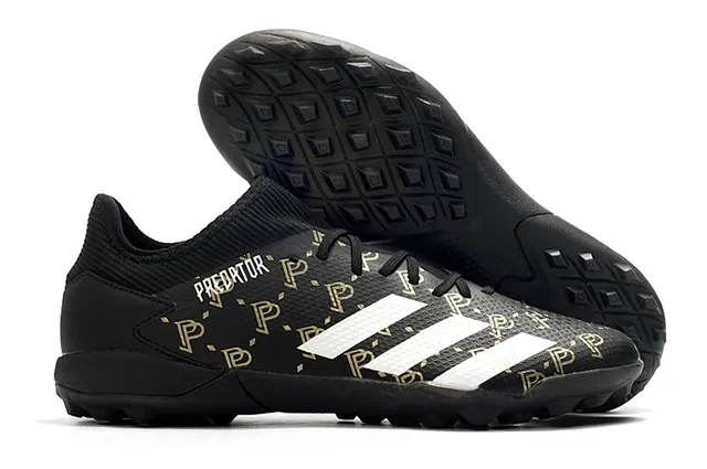 Adidas Predator Preto Verde Baixo Corte Textura de Grade Superior Grama Sapatos de Futebol 6