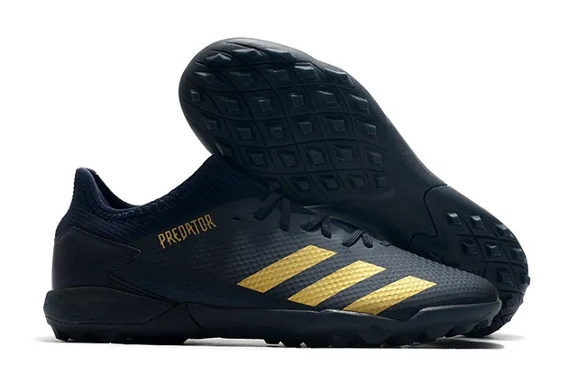 Adidas Predator Preto Verde Baixo Corte Textura de Grade Superior Grama Sapatos de Futebol 11