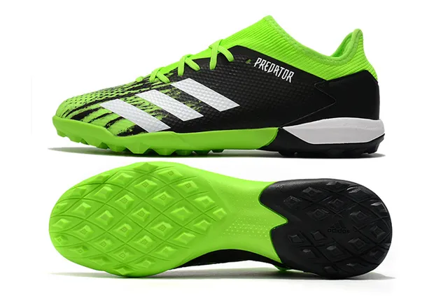 Adidas Predator Preto Verde Baixo Corte Textura de Grade Superior Grama Sapatos de Futebol 22