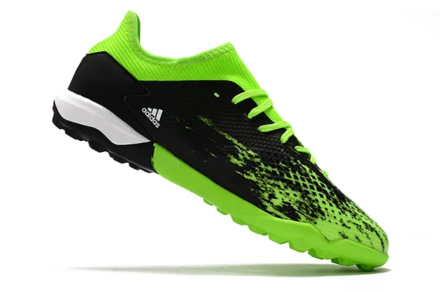 Adidas Predator Preto Verde Baixo Corte Textura de Grade Superior Grama Sapatos de Futebol 23