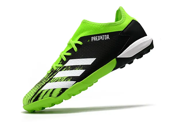 Adidas Predator Preto Verde Baixo Corte Textura de Grade Superior Grama Sapatos de Futebol 24