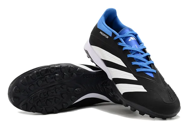 Adidas Predator Zapatos de fútbol Negro Blanco Azul Césped 4