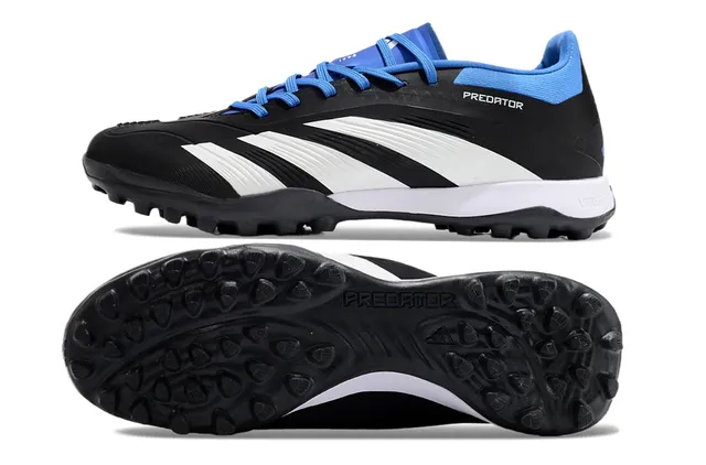 Adidas Predator Zapatos de fútbol Negro Blanco Azul Césped 6