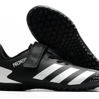 Adidas Predator Black White Low-Cut Velcro Strap Closure Turf Soccer Shoes