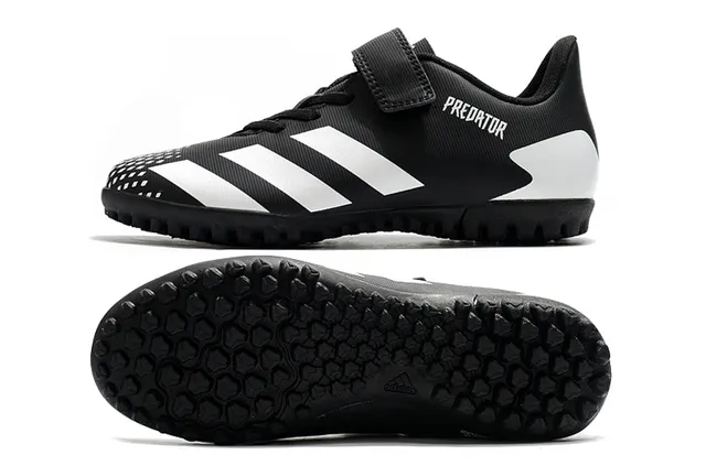 Adidas Predator Noir Blanc Low-Cut Velcro Sangle Fermeture Gazon Chaussures de football 11