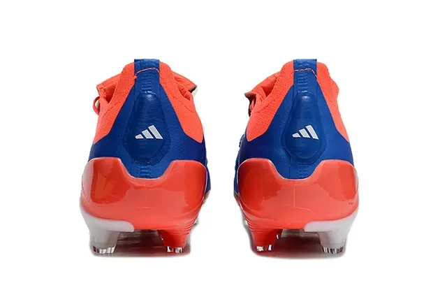 Adidas Predator Bleu Orange Asymétrique Sans Lacets Fermeture à Boucles Terrain Firme Chaussures de Football 4