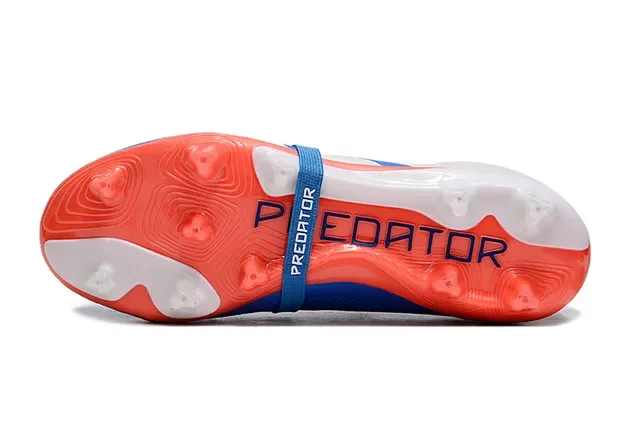 Adidas Predator Bleu Orange Asymétrique Sans Lacets Fermeture à Boucles Terrain Firme Chaussures de Football 6